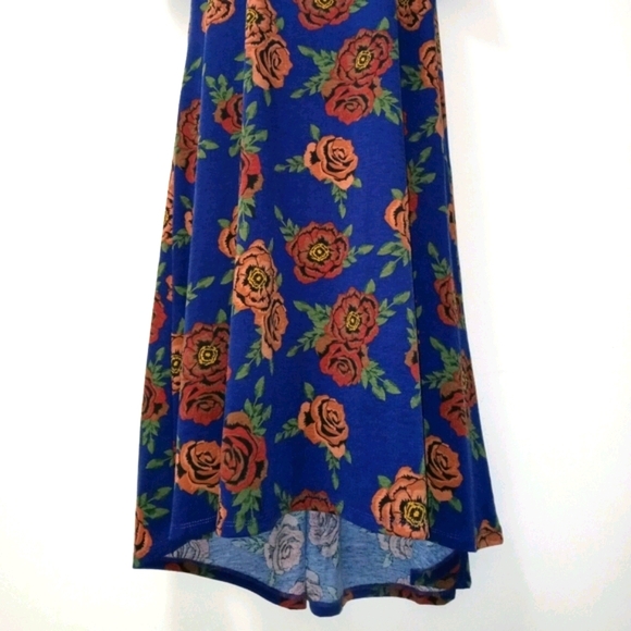 LULAROE T-SHIRT DRESS SHORT SLEEVE NAVY/FLOWERS - Picture 6 of 12